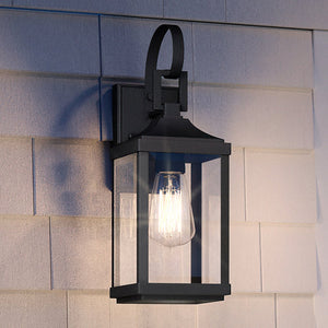 Urban Ambiance - Wall Sconce - UHP1402 Transitional Outdoor Wall Sconce 15.125''H x 5.5''W, Midnight Black Finish, Calderdale Collection -