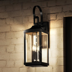 Urban Ambiance - Wall Sconce - UHP1403 Transitional Outdoor Wall Sconce 21.75''H x 7''W, Midnight Black Finish, Calderdale Collection -