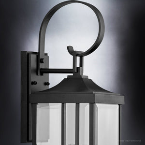 A beautiful UHP1403 Transitional Outdoor Wall Sconce 21.75''H x 7''W lighting fixture with a glass shade by Urban Ambiance.