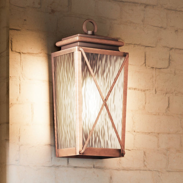 UHP1411 Vintage Outdoor Wall Sconce 21.5''H x 10''W, Antique Copper Finish, Buffalo Collection