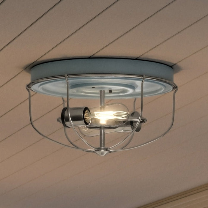 UHP1431 Farmhouse Outdoor Ceiling Light 7.875''H x 14.5''W, Gray Blue Finish, Kenner Collection