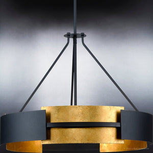 An Urban Ambiance UHP3861 Contemporary Chandelier 20''H x 26''W, Midnight Black Finish, Gambier Collection gorgeous pendant light with a unique circular shape.