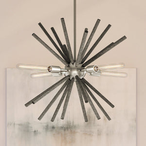 A luxurious UHP3880 Mid-Century Modern Chandelier with metal rods hanging from it.