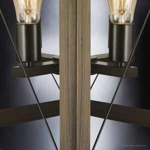 A gorgeous UHP3906 Industrial Chandelier 20.125''H x 15.5''W, Olde Bronze Finish, Berkeley Collection by Urban Ambiance with beautiful lighting fixture