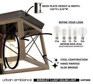 A gorgeous picture of the UHP3908 Industrial Ceiling Light from Urban Ambiance with instructions on how to install it.