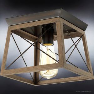 A gorgeous UHP3908 Industrial Ceiling Light 7.625''H x 9.5''W, Olde Bronze Finish, Berkeley Collection lighting fixture from Urban Ambiance.