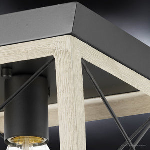 An image of a gorgeous UHP3909 Industrial Ceiling Light 7.625''H x 9.5''W, Charcoal Finish, Berkeley Collection light fixture with a wooden frame by Urban