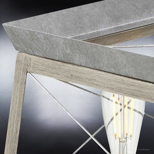 A beautiful lamp, the UHP3912 Industrial Chandelier from the Berkeley Collection by Urban Ambiance, is placed on a table.