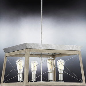 A gorgeous Urban Ambiance UHP3912 Industrial Chandelier 12''H x 20''W, Galvanized Steel Finish from the Berkeley Collection.