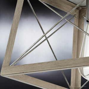 A unique lighting fixture, the UHP3916 Industrial Ceiling Light, showcases a gorgeous galvanized steel finish and wooden frame from the Berkeley Collection by Urban Ambiance.