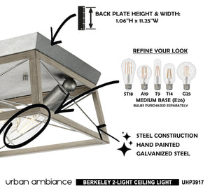A picture of a unique UHP3917 Industrial Ceiling Light with instructions on how to install this beautiful lighting fixture.
