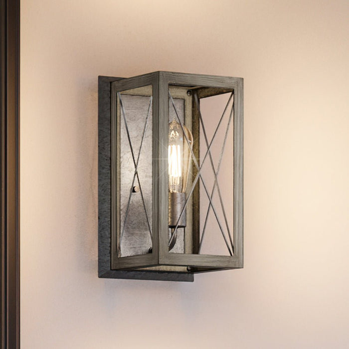 UHP3918 Industrial Wall Sconce 12''H x 6.875''W, Galvanized Steel Finish, Berkeley Collection