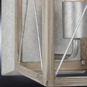 A beautiful Urban Ambiance UHP3918 Industrial Wall Sconce 12''H x 6.875''W with a wooden frame and a light bulb.