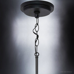 A beautiful and luxurious lamp chandelier in a midnight black finish from the Berkeley Collection, UHP3921 model by Urban Ambiance.