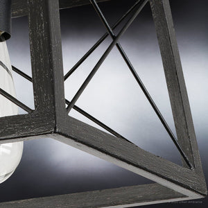 A unique UHP3923 Industrial Ceiling Light 7.625''H x 9.5''W, Midnight Black Finish, Berkeley Collection hanging from a metal frame by Urban Ambiance.