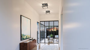 A gorgeous hallway with a UHP3924 Industrial Ceiling Light 6''H x 12''W, Midnight Black Finish, Berkeley Collection from Urban Ambiance.