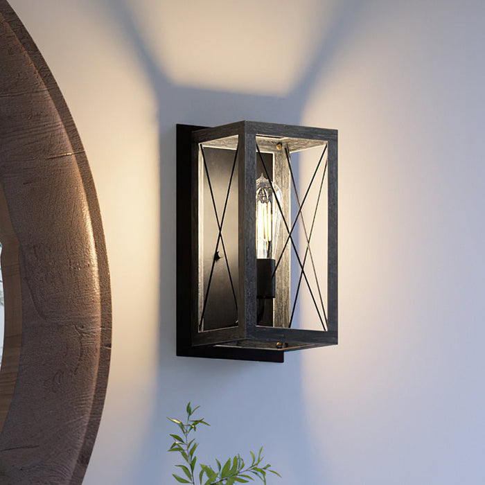 UHP3925 Industrial Wall Sconce 12''H x 6.875''W, Midnight Black Finish, Berkeley Collection