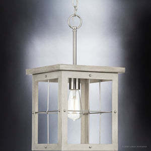 A beautiful lighting fixture from the Ballina Collection with a wooden frame and a glass light bulb.