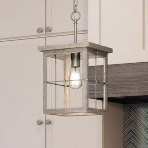 An Urban Ambiance UHP3952 Modern Farmhouse Pendant 19.375''H x 10.375''W, Brushed Nickel Finish, Ballina Collection is a unique lighting fixture hanging