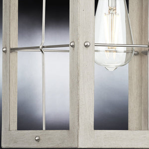 An Urban Ambiance UHP3952 Modern Farmhouse Pendant 19.375''H x 10.375''W, Brushed Nickel Finish, Ballina Collection beautiful light fixture with a glass