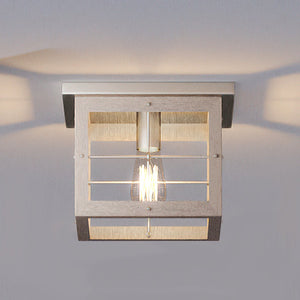 A gorgeous lighting fixture with a luxury brushed nickel finish, the UHP3953 Modern Farmhouse Ceiling Light from the Ballina Collection by Urban Ambiance features a square frame.