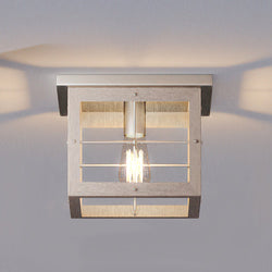 A gorgeous lighting fixture with a luxury brushed nickel finish, the UHP3953 Modern Farmhouse Ceiling Light from the Ballina Collection by Urban Ambiance features a square frame.