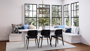 A gorgeous lighting fixture in a dining room: UHP3955 Modern Farmhouse Chandelier from Urban Ambiance.