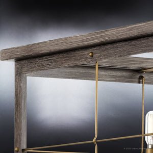 A gorgeous UHP3955 Modern Farmhouse Chandelier 12.75''H x 21.375''W, Distressed Brass Finish hanging from it.