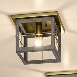 A Unique and Beautiful Urban Ambiance UHP3957 Modern Farmhouse Ceiling Light 8''H x 10.375''W, Distressed Brass Finish, Ballina Collection with a