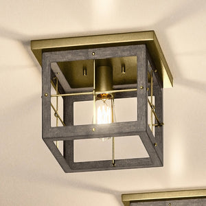 A Unique and Beautiful Urban Ambiance UHP3957 Modern Farmhouse Ceiling Light 8''H x 10.375''W, Distressed Brass Finish, Ballina Collection with a