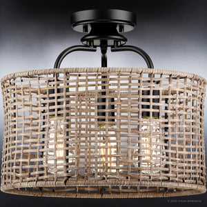 An Urban Ambiance UHP3961 Bohemian Chandelier 14.375''H x 15.625''W, Midnight Black Finish, Taree Collection light fixture with a unique