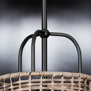 A unique UHP3962 Bohemian Pendant 12.625''H x 8''W light fixture with a wicker basket hanging from it by Urban Ambiance.