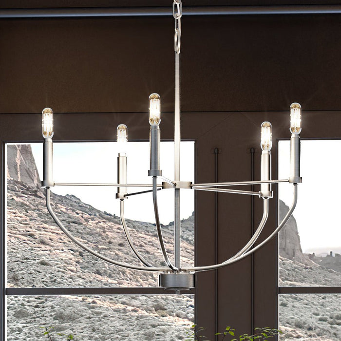 UHP3971 Modern Farmhouse Chandelier 20''H x 22.375''W, Brushed Nickel Finish, Armidale Collection