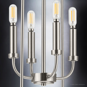 Urban Ambiance - Chandelier - UHP3973 Modern Farmhouse Chandelier 23''H x 15''W, Brushed Nickel Finish, Armidale Collection -