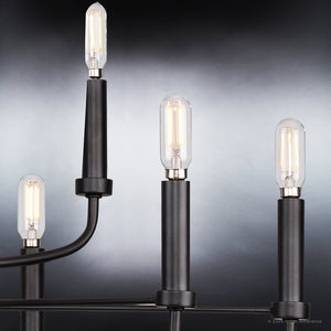 A beautiful UHP3975 Modern Farmhouse Chandelier 27''H x 28''W, Midnight Black Finish, Armidale Collection lighting fixture by Urban Ambiance.