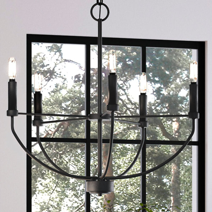 UHP3976 Modern Farmhouse Chandelier 20''H x 22.375''W, Midnight Black Finish, Armidale Collection