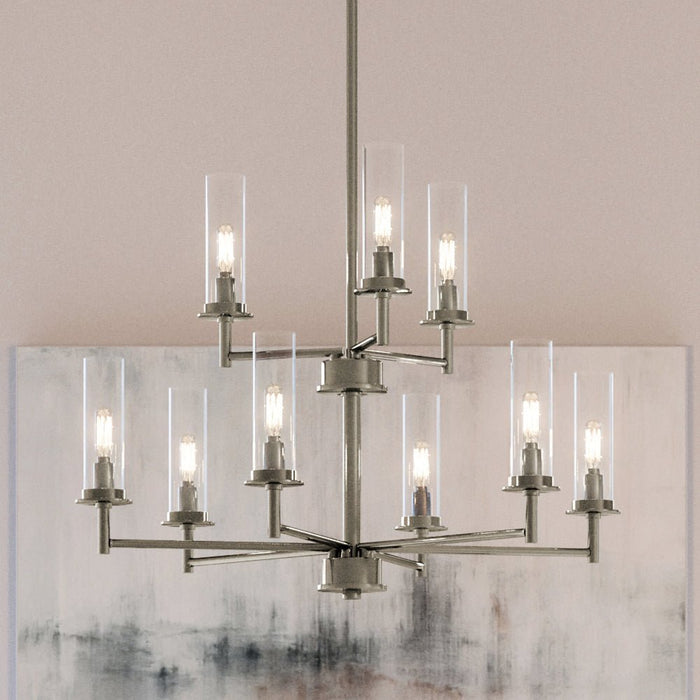 UHP3980 New Traditional Chandelier 34.25''H x 28''W, Brushed Nickel Finish, Griffith Collection