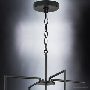 An Urban Ambiance UHP3989 New Traditional Chandelier 31.75''H x 18''W, Midnight Black Finish, Griffith Collection pendant lighting fixture with a square frame