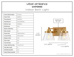 A unique and beautiful lamp - the UHP3993 Traditional Bath Light 7.75''H x 15.5''W from the Pawtucket Collection by Urban Ambiance,