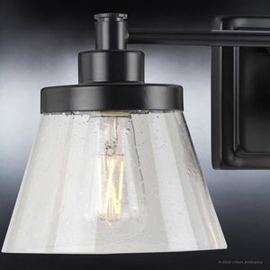 A unique Urban Ambiance UHP3997 Traditional Bath Light 7.75''H x 24.5''W, Midnight Black Finish, Pawtucket Collection with a clear glass