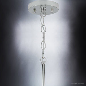 A unique Urban Ambiance UHP4001 Traditional Pendant 12.5''H x 12''W, Polished Nickel Finish, Pawtucket Collection with a chain hanging from it