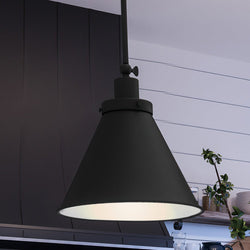 An UHP4004 Traditional Pendant 12.75''H x 12.25''W, Midnight Black Finish, Pawtucket Collection by Urban Ambiance is a gorgeous lamp hanging over a