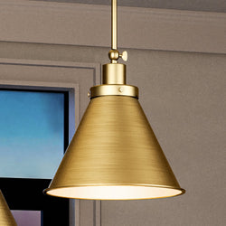 Two unique UHP4006 Traditional Pendant lights hanging above a window.