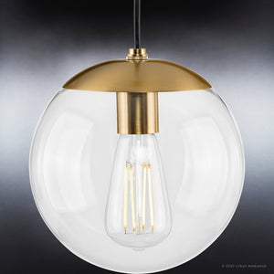 A UHP4011 Minimalist Pendant 8.75''H x 8''W with a Brushed Bronze Finish from the Canton Collection by Urban Ambiance.