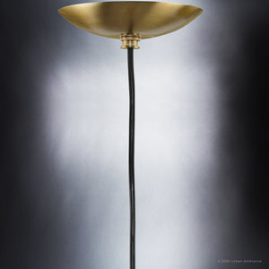 A unique and gorgeous UHP4017 Minimalist Pendant 12.5''H x 12''W, Brushed Bronze Finish, Canton Collection floor lamp with a black base by Urban Ambiance