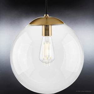 A unique lighting fixture, an UHP4017 Minimalist Pendant 12.5''H x 12''W with a gold finish, from the Canton Collection by Urban Ambiance.