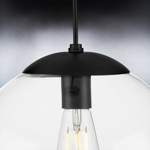 An UHP4018 minimalist pendant light with a clear glass globe by Urban Ambiance, offering a unique and luxury Midnight Black finish.