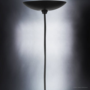 An UHP4018 Minimalist Pendant 12.5''H x 12''W, Midnight Black Finish, Canton Collection floor lamp with a black shade, by Urban Ambiance - a unique