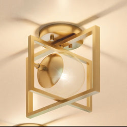 A beautiful UHP4020 Minimalist Ceiling Light 9.75''H x 12''W, Brushed Bronze Finish, Canton Collection from Urban Ambiance with a glass shade,
