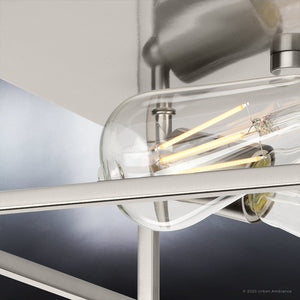 A unique lighting fixture, the UHP4030 Modern Ceiling Light from the Singleton Collection by Urban Ambiance hangs stunningly from a ceiling with its brushed nickel finish and 4.5''